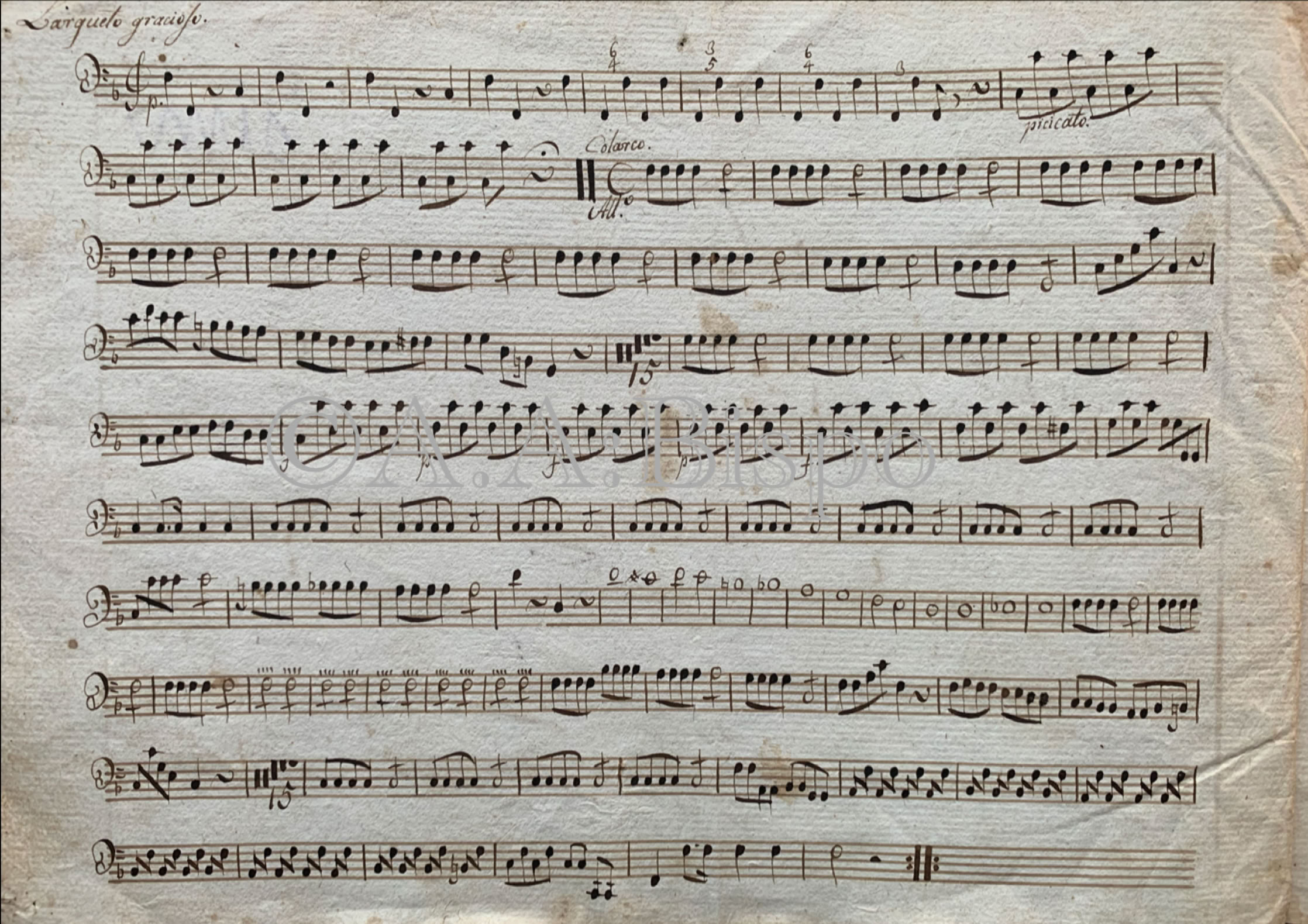 Baixo da Sinfonia de Toeschi executada no vale do Paraíba, Snao Paulo, no seculo XVIII. Pesquisas A.A.Bispo